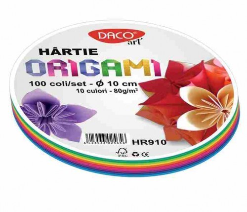 Hartie pentru origami rotunda set 100 coli culori asortate 15 cm - imagine 4